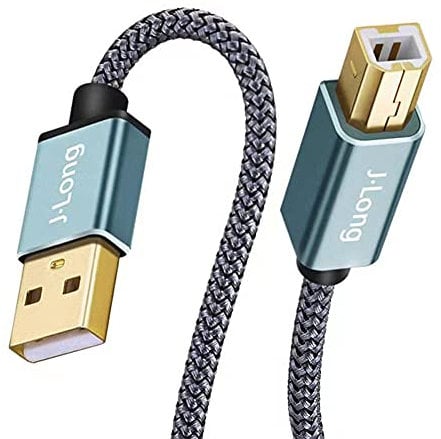 Printer Cable 5M,Nylon Braided USB Printer Cable USB 2.0 Type A Male to B Male Scanner Cord High Speed for Brother, HP, Canon, Lexmark,Dell, Xerox, Samsung etc (5m/15ft)