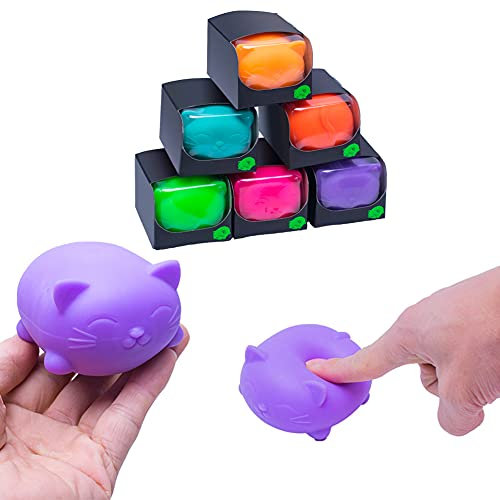 Kawaii Katze Stressballs Sensory Fidget Toy,Mini Tiere Stress Relief Spielzeug Katze Antistressball Knetball,Tiere Stress Bälle Stressabbau Ball Decompression Toy für Kinder Erwachsene,Zufällige Farbe