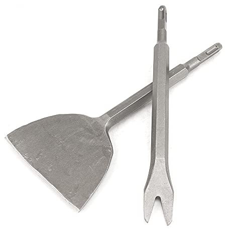 Elektrische Hammermeißel flach & V-Typ Fliesenmeißel Quadrat Hand Breit Meißel Abgewinkelt Heavy Duty Gebogener Fliesenmeißel, 2er Set