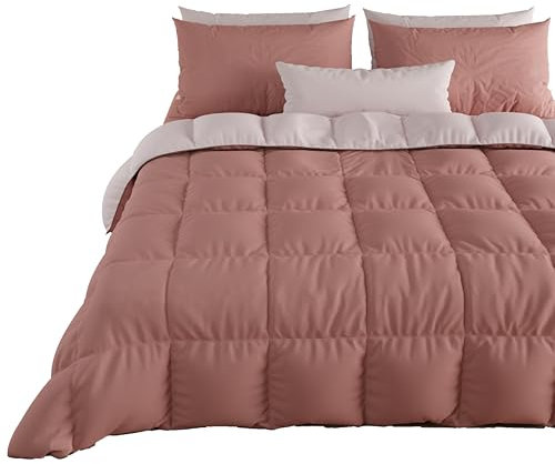 PETTI Artigiani Italiani - Trapunta Matrimoniale Maxi Invernale, Piumone Matrimoniale Maxi, Tinta Unita Double Face Cipria 100% Made in Italy