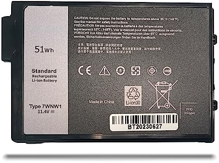 7WNW1 DMF8C 0DMF8C Batterie de rechange pour ordinateur portable Dell Latitude 7424 5424 5420 Rugged Extreme Series (11,4 V 51 Wh 4342 mAh)