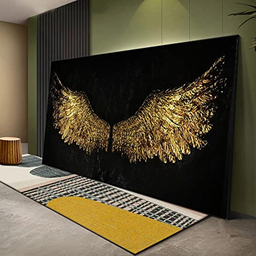 Abstrakte Bilder Gemälde Wandkunst Gold Flügel Leinwand Kunst Poster und Drucke Flügel Wandbilder Wohnzimmer Wohnkultur 70x140cm (28x55in) Mit Rahmen