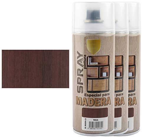 H HANSEL HOME Barniz Spray Especial para Madera - Acabado Madera Teka 400ml x 3