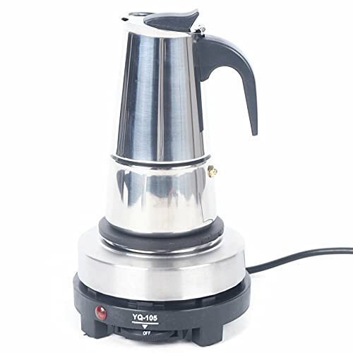 Cafetière électrique en acier inoxydable 200 ml avec cuisinière électrique, 4 tasses