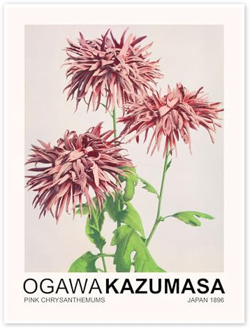 Pink Chrysanthemums Poster von Ogawa Kazumasa 30 x 40 cm Pastell Wandbilder Wanddeko