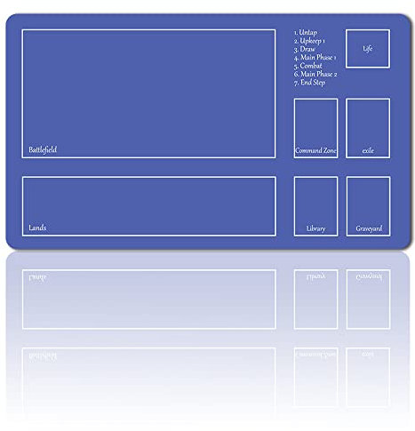 four leaves MTG Spielmatte + Gratis Tasche, Mit Kartenzonen, Sammelkartenspiel, Magische Spielmatte, Tischmatte, Spiele, Mauspad, Größe 60 X 35 cm, Kompatibel Für MTG (Blue)