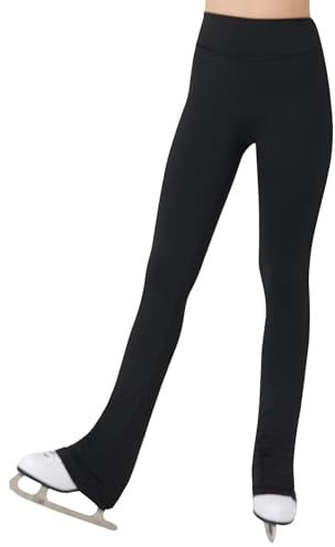 Gnainach Figure Skating Pants High Waist Non-Stick Waterproof Stretch Soft Practice Leggings for Girls Kids Performance