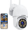 Topodome Camera Surveillance WiFi Extérieure, PTZ Caméra IP 350°/120° Rotation, Vision Nocturne (Couleur et Infrarouge), Suivi Automatique, Audio Bidirectionnel, Détection Humaine, Sirène, IP66