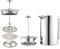 Has & Fas French Press Stainless Steel 304, Cafetiere 3-4 Cups or 5 Small Cups, Mini Coffee Maker 800ml/28oz, Hot chocolate Moka Tea pots, Cold Brew Maker, Portable Travel Cafeteria (Classic, Silver)