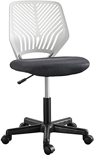 Yaheetech Silla Escritorio de Oficina Ergonómica Silla Giratoria Altura Ajustable sin Reposabrazos Asiento Malla Gris