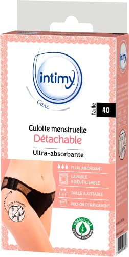 INTIMY CARE - Culotte Menstruelle Détachable - Taille 40 - Culotte Menstruelle Détachable Ultra-Absorbante, Taille Ajustable Avec Pochon De Rangement Inclus