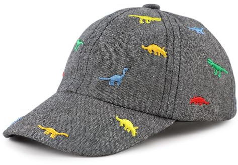 Pesaat Baby Schirmmütze Junge Baseballcap Kinder Sonnenhut UV Schutz Baby Junge Baseballkappe Kinder Jungen Sommerhut (Dunkelgraue Dinosaurier, Gr.46cm(3-6Monate))