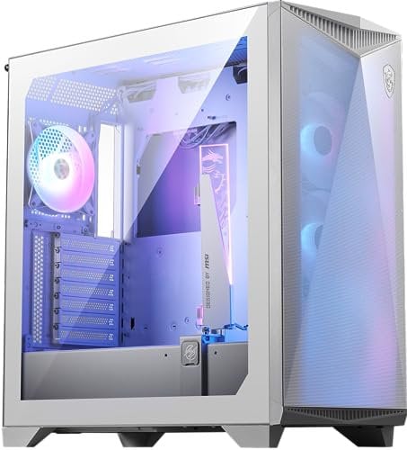 MSI MPG GUNGNIR 300R AIRFLOW WHITE – Case Mid-Tower, Supporto E-ATX, 4 Ventole ARGB da 120mm con Hub, Montaggio GPU Verticale con Stand, Filtri Antipolvere, Gestione Cavi, USB Type-C 20Gbps