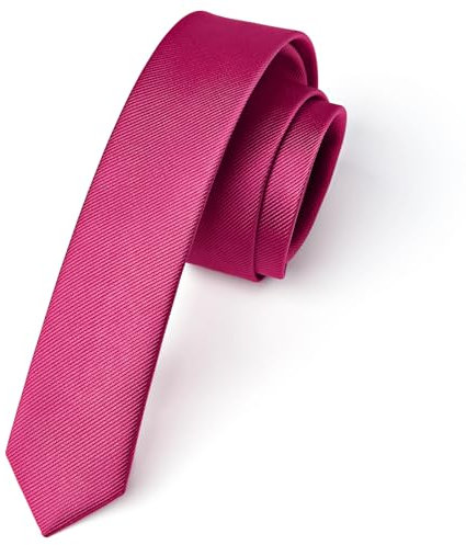 Enlision Cravate Homme Rose Fushia Cravate Fine 4CM Slim Cravates en Soie de Couleur Unie Mariage Fête Travail avec Boîte