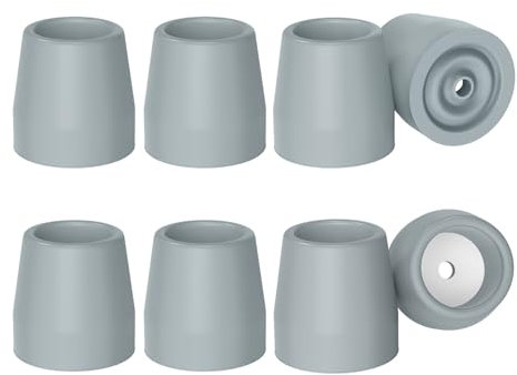 supregear Rubber Ferrules for Zimmer Frames (8 Pcs), 25mm Heavy Duty Replacement Tips for Walkers, Commodes, Shower Chairs, Walking Sticks, Tool Free Rubber Stoppers Caps, Grey