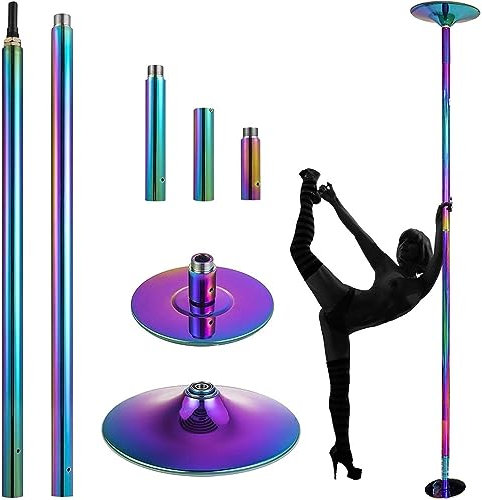 GEJLELDS Pole Dance Stange, Tanzstange, Drehbar und Atatisch, aus Verdicken Edelstahl, Ohne Bohren, verstellbare Höhe von 2,23–2,74 m, für Zuhause, Fitnessstudio, Bar, Club-Party