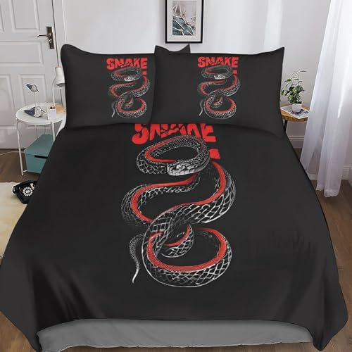 MANBUREN Schlange 3D Bettwäsche Muster Mikrofaser Animals Bettbezug Mit Reißverschluss Und Kissenbezug Double（200x200cm）