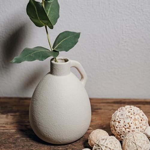 Design Blumenvase aus Porzellan 13 x 17cm Krug beige Tisch-Deko Blumenstrauß Vase Schnittblumen Trockenblumen Gesteck
