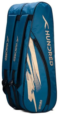 HUNDRED Cosmogear Badminton Kit-Tasche (Teal Green) | Doppelter Reißverschluss | Tasche mit Reißverschlusstasche vorne | Material: Polyester | Gepolsterte Rückengurte | Einfacher Tragegriff