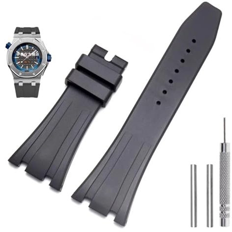 NDJQY Silikon-Uhrenarmbänder 26 mm 27 mm Uhrenarmband für AP 15400 15202 15500 15703 26470SO Royal Oak Offshore Herren-Sport-Gummi-Armband, 26 mm, Achat