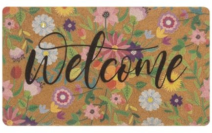 NociHah Willkommens-Fußmatte mit Frühlingsblumendekor, 76,2 x 43,2 cm, rutschfest, groß, für den Innenbereich, bunt, Willkommens-Fußmatte für den Eingangsbereich, den Außenbereich (Blume) (Blume)