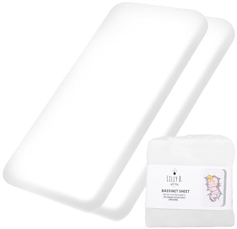 Lilly Belly SnugFit Spannbettlaken für Kinderbetten aus 100% Bio-Baumwolle, weiche Bettwäsche für Ihr Kind, 90 x 55 cm, kompatibel mit Next to Me-Bettlaken, Kinderwagen-Bettlaken, Reisebettlaken 90 x