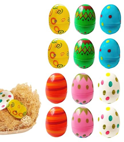 Kongou Eierschalen für Ostern, befüllbare Ostereier,Befüllbares leeres 12-teiliges Osterei-Spielzeug-Osterkorb-Ei - Korbfüller-Füller-Sortiment, helle, Leere Schalen, bunt, hell für die
