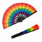 HANSAMU Big Rainbow Hand Fan Pride Colorful Folding Rave Handheld Fans for Women Men Pride Day Festival Parade, Cosplay Costume Photo Props, Party Performance, Dance, Decorations