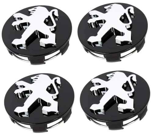 ZUOBYMBC 4 Pièces Cache-Moyeu pour Peugeot 108 208 2008 308 3008 3008 508 5008 60mm,Cache Moyeux,Cache de Roue Centrale,Auto Cache Moyeux Capuchons De Centre,Jante Centre D'emblème