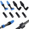 Vueinrg Rutenbänder Angeln 8 Stück Angelruten Gurte Anti-Rutsch,Angelrute Gürtel Band Angelrutenriemen Elastische Einstellbar Klettbänder Angelrutenbefestigung Angelzubehör,Schwarz, Blau (21cm)
