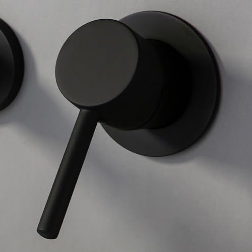 Manuelles Mischventil, Einhebel-Dusche, Ein-Aus-Ventil, 1,27 cm, Wandmontage, rund, verdecktes Heiß-/Kaltwasser-Kontroll-Mischventil (schwarz)