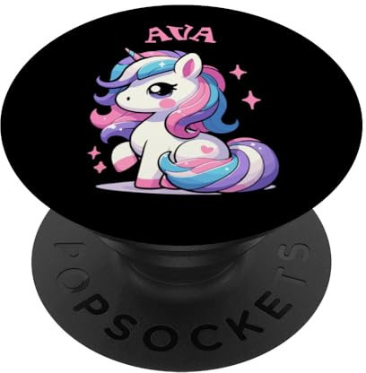 Ava Niedliches Einhorn-Design für Mädchen Name Ava PopSockets mit austauschbarem PopGrip