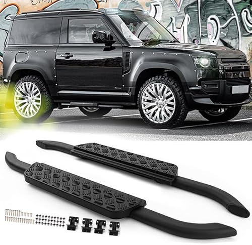 2 pedane laterali in alluminio adatte per Land Rover Defender 90 2020-2026 L663 pedana a 2 porte con pedale Nerfbar (stile vintage)