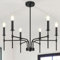 KMaiPem Modern Schwarz Kronleuchter, 6 Lichter Vintage Landhaus Hängelampe Wohnzimmer, Höhenverstellbare Rustikal Chandelier, Bauernhaus Metall Pendelleuchte Esstisch Schlafzimmer Esszimmer Foyer