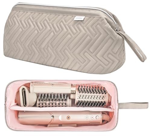 Leudes Hair Tools Travel Bag for Shark Flexstyle Carrying Case Portable Shark Hair Air Wrap Dryer Case Waterproof Dustproof Flat Curling Iron Travel Organizer (Camel)