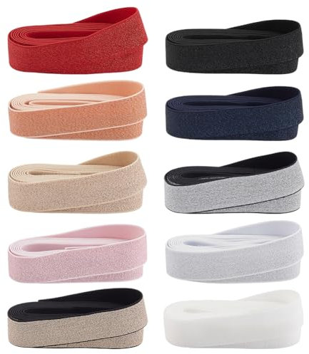 PH PandaHall 10 Couleurs 18m Ruban Élastique Pailleté 2.5cm Bandes Élastiques à Coudre Sangle Élastique Métallique Plate Bandes Extensibles Décoratives en Tricot pour la Couture Artisanat Ceinture