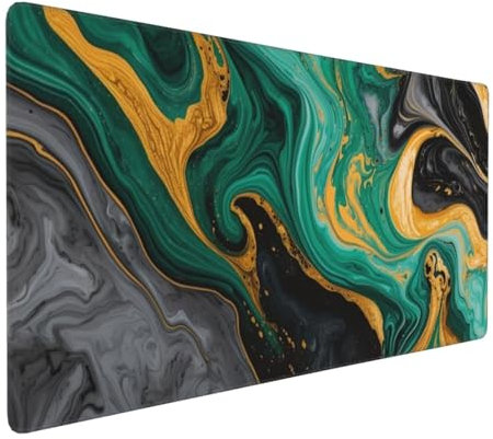 Tapis de Souris 80x40 cm Grand Tapis Souris XXL, Abstrait marbre Tapis de Souris Bureau Gamer, à Bords Cousus, Base en Caoutchouc Antidérapante, sous Main pour Clavier et Souris, Decor Maison E-153