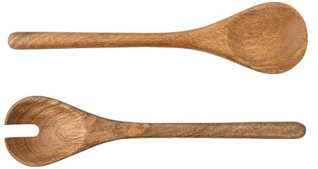 Jamie Oliver Big Love Servierlöffel-Set, FSC-Mangoholz, 2-teiliges Holzbesteck, Salatlöffel & Gabel, 29x14x2cm