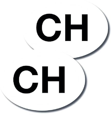 CH Aufkleber, oval, für Auto, Vinyl, Schweiz, wetterfest, 2 Stück