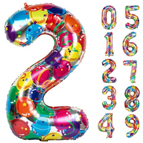 Nummer 2 Luftballon 40 Zoll bunte zwei Ballon Nummer Geburtstag Dekor, 2. 12 21. Party Feier Dekorationen Graduierungen Jahrestag Baby Dusche