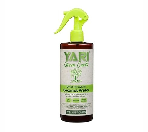 YARI Green Curls Kokoswasser für Locken, schnell frisierendes Spray mit Avocado und Granatapfel, 500 ml