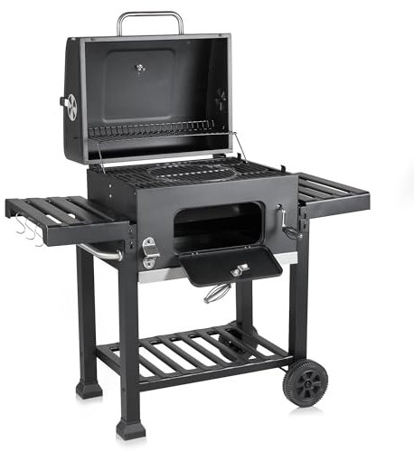Fire Mountain Everest Pro Height Adjustable Premium Charcoal BBQ, Charcoal Barbecue Grill for Outdoor Cooking, Large Barbecue for Family Sized Cooking Area and Outdoor Kitchen BBQ Station