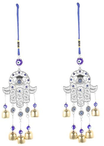 YARNOW 2 Pezzi Ciondolo Occhio del Diavolo malocchio palma ornamento sospeso carillon fortuna decorazione sospesa Ornamenti da giardino arredamento occhi di tacchino cablaggio Blue