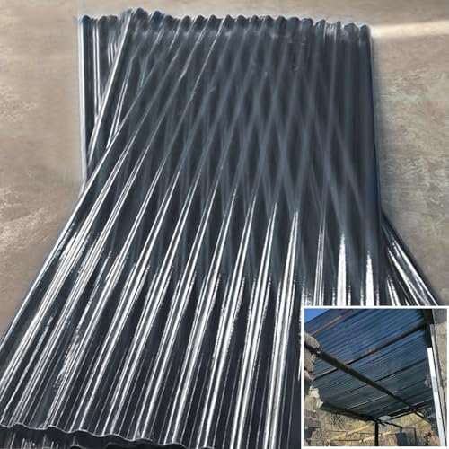 RYZQWE Wellplatte Dachblech für Carport,5 Stück Wellplatten,Gewächshausplatten,Transparente Wellplatte 2mm,Wärmeisolierung Dachplatten, Dachblech für Gerätehaus,Wetterfest Dachpaneele(Nero,0.9x1.6m)