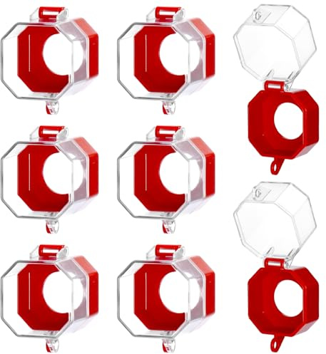 QWORK Emergency Stop Button Cover, 8 Pack Clear Lockout Guard for Stop Buttons, Toggle Switches & Push Button Switches, Anti-UV Insulating Plastic, for Workshops & Control Panels