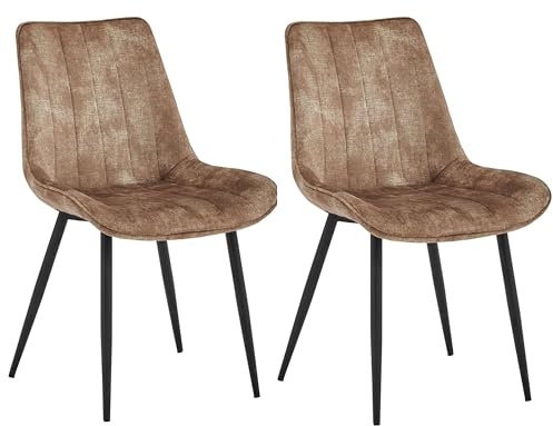 Colenis, Chaises de Salle à Manger Verta, Lot de 2, Taupe, Revêtement en Velours Vintage, Style Moderne, Pieds en Métal, Chaises Confortables pour Cuisine et Salle à Manger