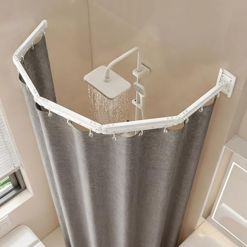 YUZINO Faltbare Duschvorhangstange Ohne Bohren, 5-Fach Faltbar & Drehbar,