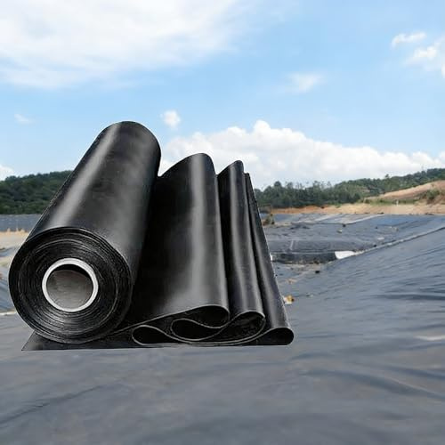 Générique Bâche de Bassin en HDPE, Robuste Noire Revêtement D'étang 5x10m 6x7m 6x10m 8x8m 8x10m Bâche Liner pour D'étang Flexible pour fontaines de Jardin, Piscine, Aquati(6x10m)