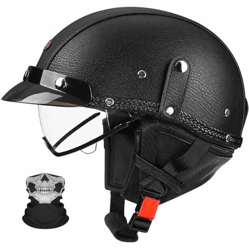 BCYBD Casque Moto Jet Demi-Casque Vintage Homologué ECE 22.06