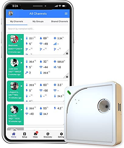 UbiBot WS1 Termómetro inalámbrico de WiFi, temperatura remota, humedad, monitor de luz, sensor de medio ambiente y alertas de aplicaciones móviles